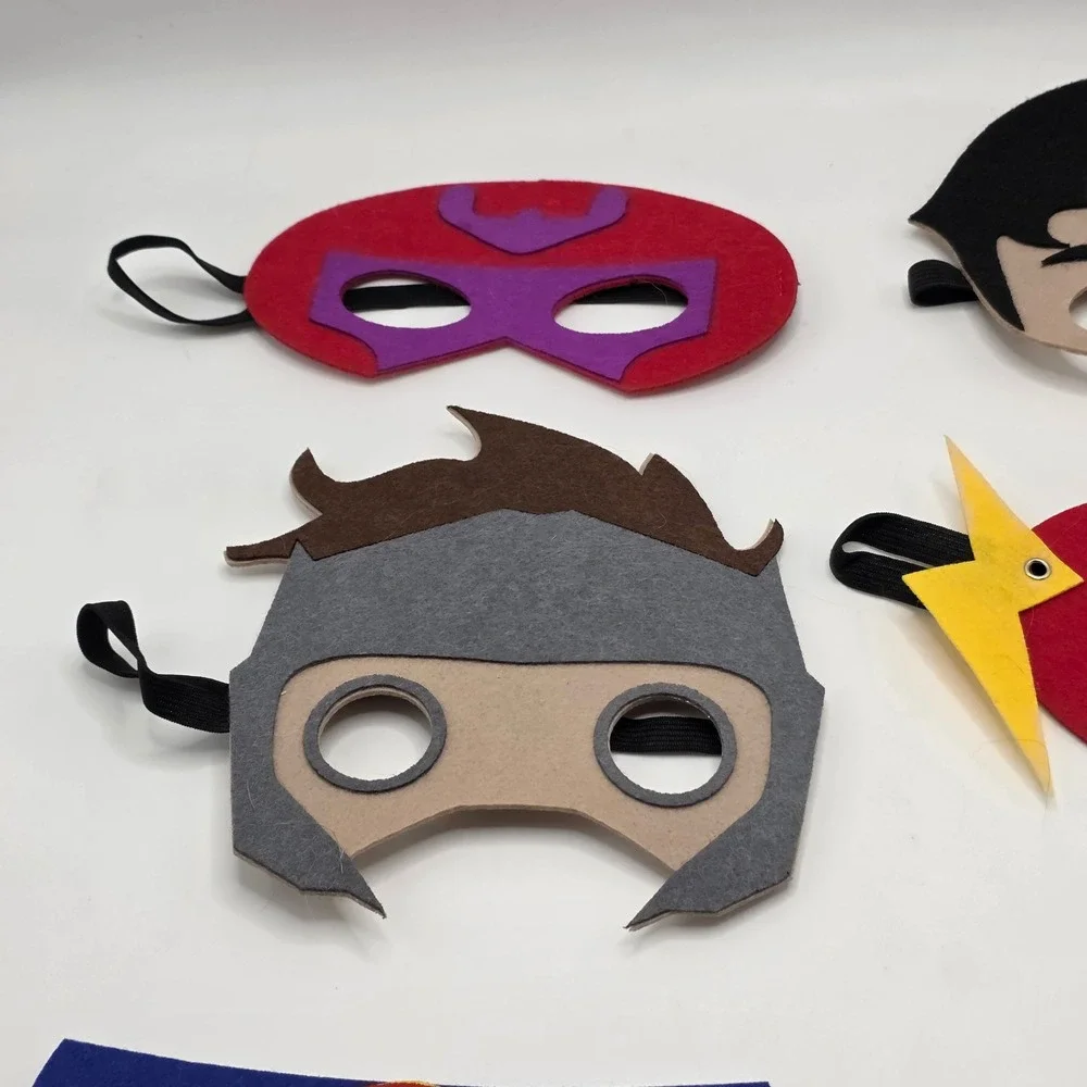 Superhero Felt Mask Set 6pc Kids Costume Dress Up Flash Superman Green Goblin‎